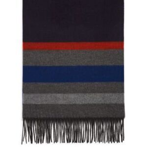 The Men's Store Bloomingdales Navy Block Striped Scarf OS NWT